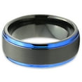 thumbnail image 2 of P. Manoukian Tungsten Wedding Band Ring 8mm for Men Women Black Blue Stepped Edge Brushed Lifetime Guarantee Size 5, 2 of 4