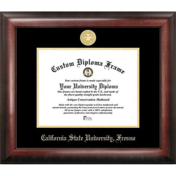 Campus Images CA920GED-1185 11 x 8.5 in. Cal State Fresno Gold Embossed Diploma Frame - Satin Mahogany