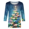 thumbnail image 5 of Holiday Gifts! Titcea Christmas Shirts for Women 3/4 Sleeve Crewneck Cute Christmas Print Pullover Sweaters 2024 Loose Comfort Casual Tops, 5 of 5