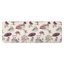 Red Mushroom Plant Light Pattern Kitchen Rug Mat,Kitchen Runner Rugs Non Skid Washable,Decorative Kitchen Floor Mats for Kitchen,Sink,Laundry,17"x47.2"