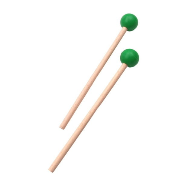 2 piezas de mazos de madera, mazos de Marimba, caja, mazos de tambor portátiles, palos de percusión para Glockenspiel, campanas para principiantes , Verde