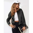 thumbnail image 6 of Zeagoo Women's Classic Solid Striped Biker Jacket Zip Up Fashion Bomber Jacket Coat, 6 of 9
