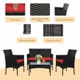 thumbnail image 2 of Tappio 4 Piece Patio Conversation Wicker Furniture Set, Porch Furniture Outdoor Sectional Furniture Set w/Coffee Table & Cushions Wicker Sofa Garden Conversation Set for Yard Pool Backyard, Black/Red, 2 of 8