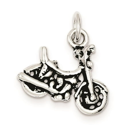 925 Sterling Silver Antiqued Finish 3-D Motorcycle Charm Pendant