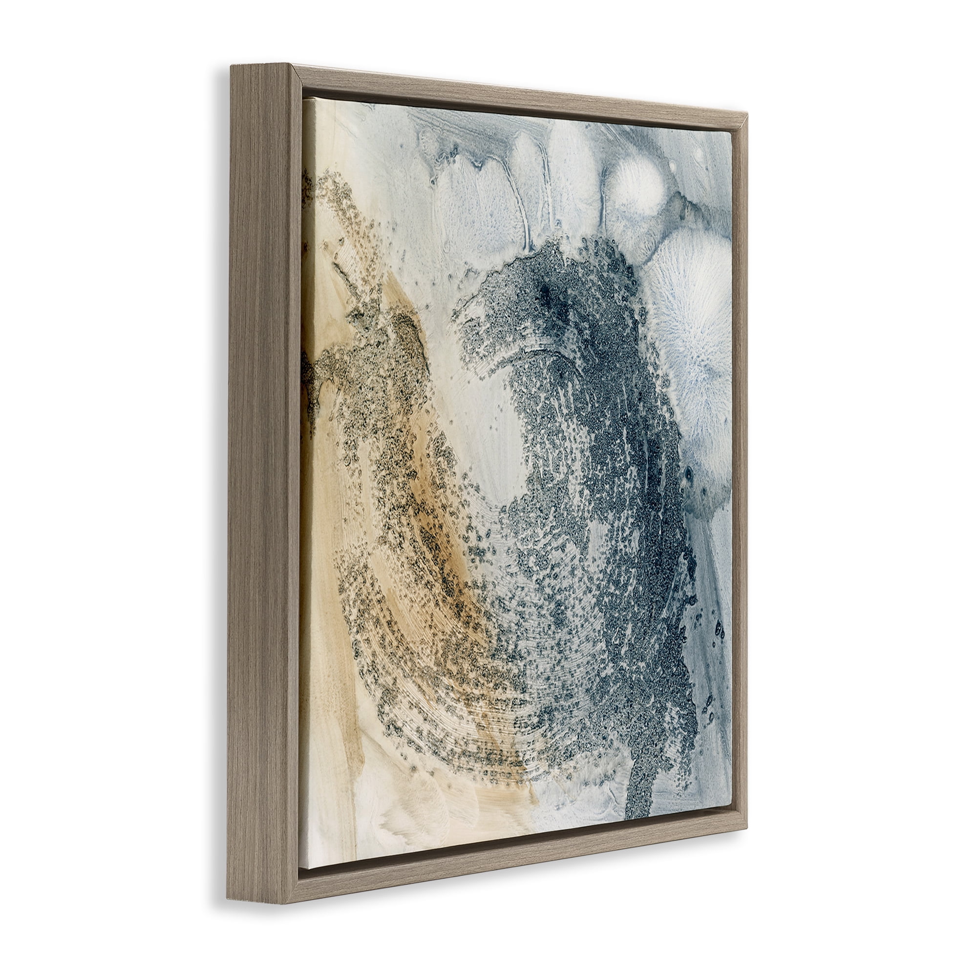 Stupell Industries Grey & Beige Paint Stroke Abstract Painting Brown Floater Framed Canvas Art Print Wall Art, 18 x 18