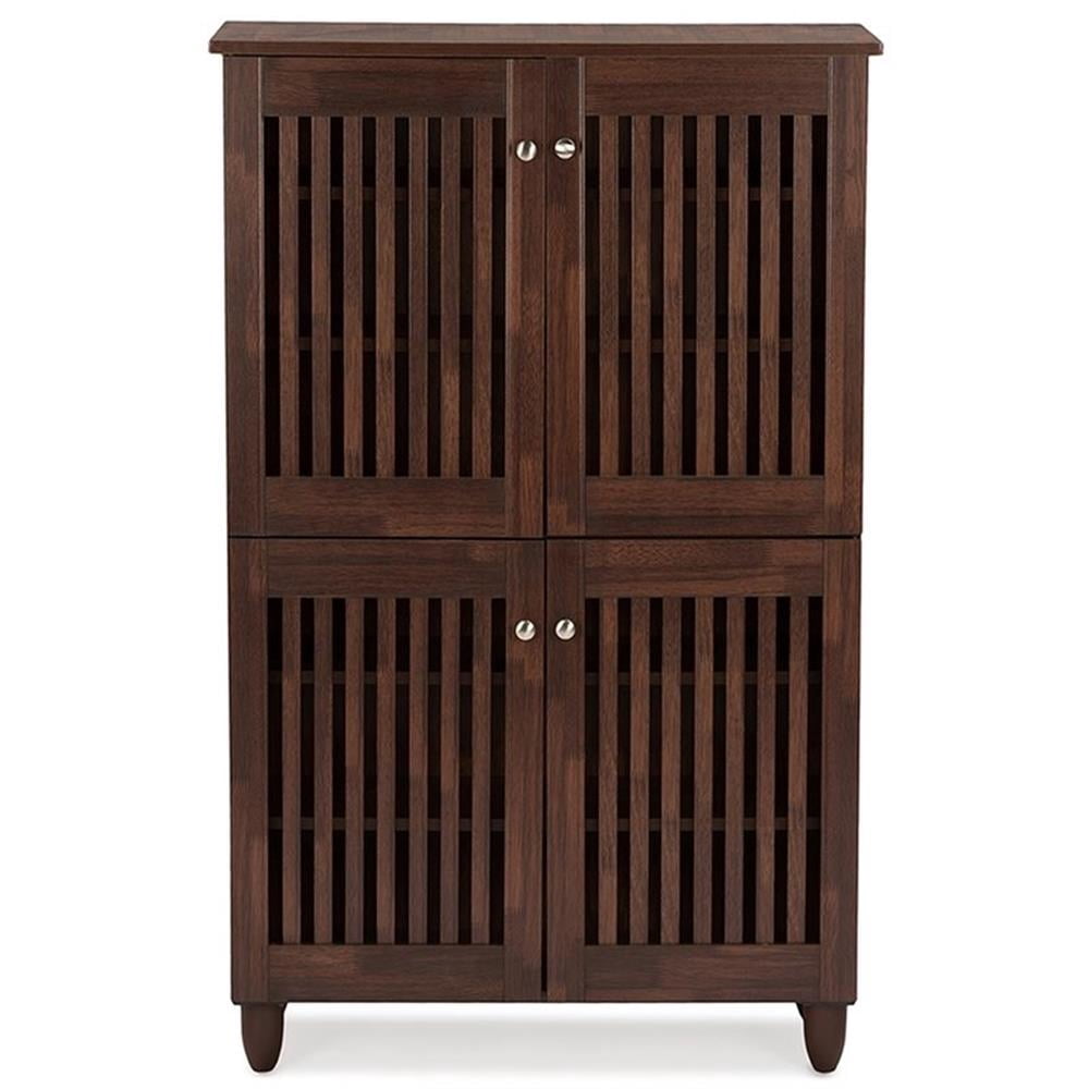 Baxton Studio Fernanda Modern 4-Door Oak Brown Wooden Shoe Cabinet