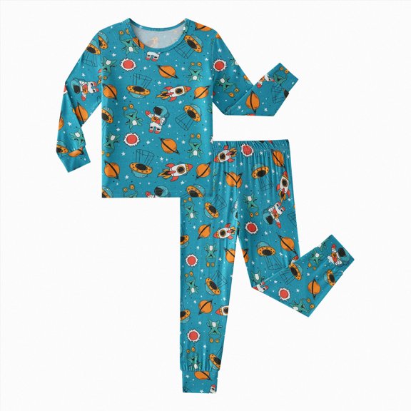 mgoYE Bamboo Viscose Toddler Kids Pajamas Set, Long Sleeve Boys Girls 2-Piece Snug Fit PJs, Cozy All-Season Jammies, Breathable, Stretchy