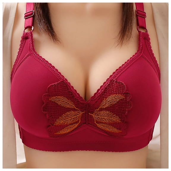 Wdgfv Bras for Older Women Charm Front Button Push Up Bras Supportive Lifting Bra Full Coverage Back Fat Wirefree Bras Wine 38