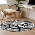 thumbnail image 5 of Round Rug 4ft Area Rug,Abstraction Distortion Lines Art Area Rugs for Living Room Bedroom,Black White Gray Floor Mat Non-Slip Non-Shedding Carpet Indoor Accent Rugs, 5 of 9