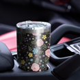 thumbnail image 5 of 30oz Pioneer Flower Floral Print Pattern Tumbler, Double Wall Vacuum Insulated Cup, BPA-Free Leak Proof Lid & Reusable Straws, Hot 12h, Cold 34h, 5 of 6