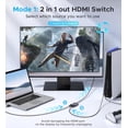 thumbnail image 2 of Conmutador HDMI Warrky 2x1 bidireccional 4K @60Hz con cable de 1 m, 2 of 8