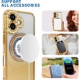 thumbnail image 2 of Compatible with iPhone 17 Magnetic Glitter Case Compatible with Magsafe Luxury Bling Rhinestone Case with Logo View Plating Sparkle Diamond Camera Lens Protection for Women Girls, 2 of 6