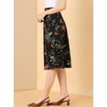 thumbnail image 4 of Falda a Media Pierna Allegra K con abertura En la Cintura y Estampado floral para Mujer Negros S, 4 of 6
