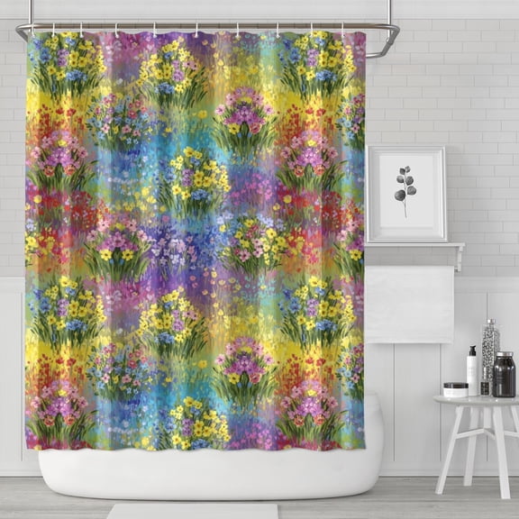 Pioneer Flower Floral Print Pattern Shower Curtain 84"x72", Bathroom Decorative Shower Curtain Set with 12 Hooks, Waterproof Washable