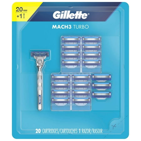 Gillette Mach3 Turbo 20 Refill Cartridges + Bonus Razor