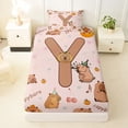 thumbnail image 3 of Erosebridal Kids Brown Capybara Twin Sheet Sets, Initial Y Letter Bedding, 3 Pieces, 3 of 5