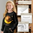 thumbnail image 2 of Xoenoiee Monkey Banana Star Print Girls Crop Tops Oversized Sweatshirt Long Sleeve Crewneck Kids Lightweight Cute Pullover Tops, 7-8 Years, 2 of 7