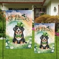 thumbnail image 4 of Happy St. Patrick’s Day Bernese Mountain Dog with Green Hat Shamrocks Rainbow Garden Flag 12x18in Double Sided Berner Lover Gifts Outdoor Decor - 03007, 4 of 5