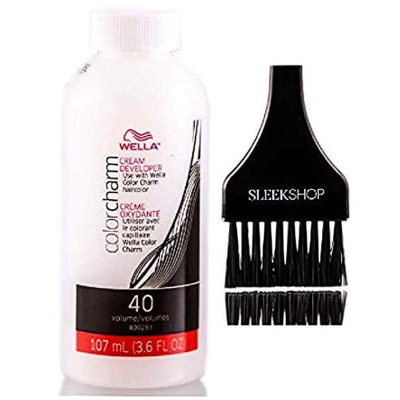 WeIla Color Charm CREAM DEVELOPER (w/Sleek Brush) Creme Hydrogen Peroxide for Permanent Haircolor Dye, Lighteners, Hair Color (20 VOLUME / 6% - 32 oz size)