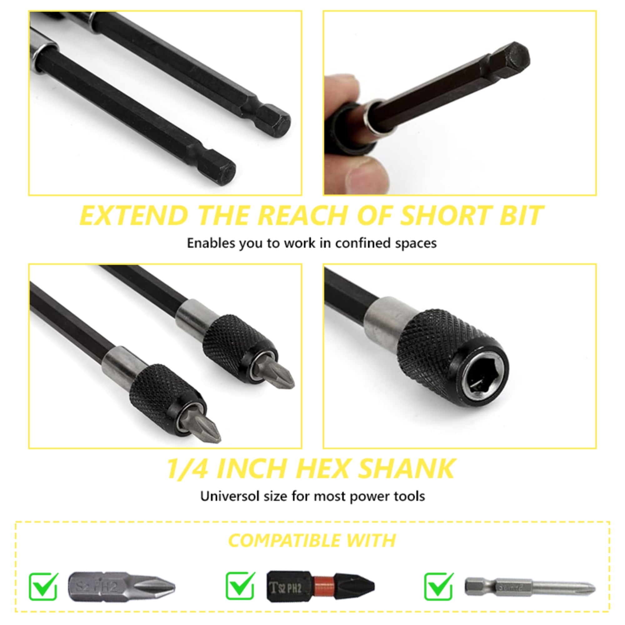 Flexible Drill Bit Extension Set, Includes 105° Right Angle Drill, Bendable Drill Extension, 3pcs Universal Socket Adapter Set, 6pcs Drill Bit Holder, Screwdriver Bit Kit