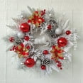 thumbnail image 2 of Suncoda Christmas Wreath, Christmas Wreath Christmas Deer Flocking Wreath Christmas Balls Pinecone Decoration Wall Hanging Door Hanging, Christmas Ornament, 2 of 9