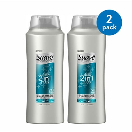 (2 Pack) Suave Professionals Plus 2 in 1 Shampoo and Conditioner, 28