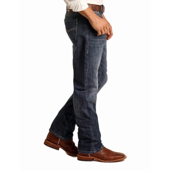 Rock Roll Denim® Men's Dark Vintage Reflex Stackable Bootcut Jeans MTB3482