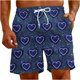 thumbnail image 4 of Puntoco Pantalones Cortos De Playa Para Hombre Bolsillo Con Cordón Pantalones De Media Longitud Con Estampado De Vida Marina Blanco S, 4 of 9