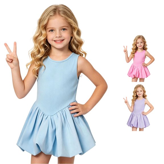 FYDUU Summer Outfits Girls Sleeveless Tennis Dress Casual Golf Dress School Sports Dresses with Leggings Shorts 2 Piece Sets 5-6 Years