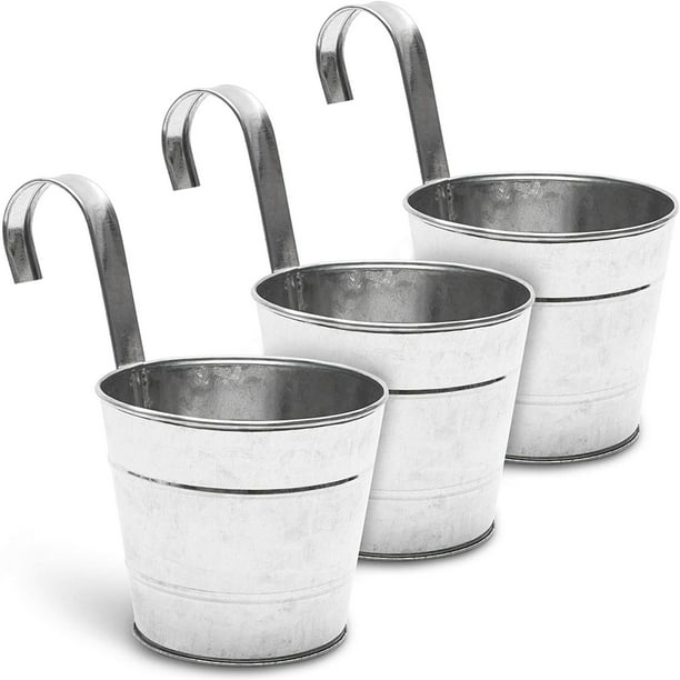 3 Pack Metal Hanging Wall Planters Pots Holder Bucket For Indoor And Garden Plant 5 In Com - Galvanized Wall Bucket Planter