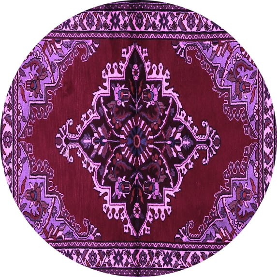 Ahgly Company Indoor Round Medallion Purple Traditional Area Rugs, 8' Round
