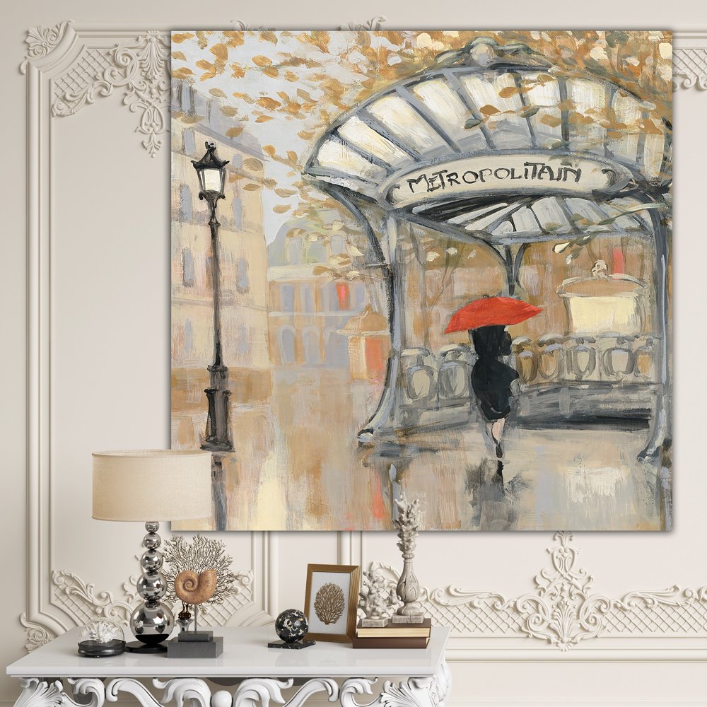 DESIGN ART Designart 'Love in Paris IV' Romantic French Country Canvas