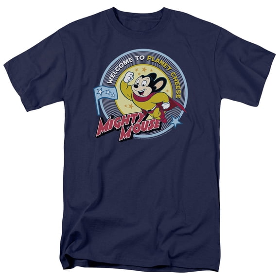 Mighty Mouse Planet Cheese Adult 18/1 T-Shirt Navy