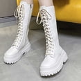 thumbnail image 4 of POROPL Boots for Women,Knee High Boots Lace Up Combat Boots Chunky Platform Side Zipper Boot, 4 of 9