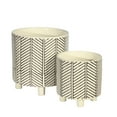 thumbnail image 1 of Sagebrook Home S/2 Footed Planters 9/6", Abstract White, 1 of 1