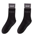 thumbnail image 2 of harmtty Winter socks 1 Pair Sports Socks Anti-skid Bottom Silicone Particle Contrast Color Sweat Absorption Letter Print Workout High Elasticity Jogging High Tube Socks Footwear Supplies Black, 2 of 8