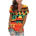 thumbnail image 2 of Youyipin Womens Tops Womens Print Shirt African Dashiki Short Sleeve V Neck Loose Tunic Tops Spring Tops For Women, 2 of 5