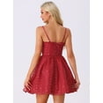 thumbnail image 3 of DARING DIVA Women's Spaghetti Strap Fit and Flare Party Mini Dresses L Burgundy, 3 of 6
