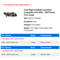 thumbnail image 2 of Front Right Headlight Assembly - Compatible with 2006 - 2009 Honda Civic Coupe 2007 2008, 2 of 2