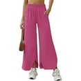 thumbnail image 2 of ClodeEU Women's Oversized Elastic Waist Comfortable Fitness Wide Leg Pants Hot Pink,Womens Plus S, 2 of 8