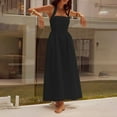 thumbnail image 4 of WRKEKC Robes d'Été pour Femmes Robe Midi Dos Nu à Larges Bretelles avec Col en V Ajustée pour Soirée, 4 of 8