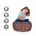 thumbnail image 2 of Colorful Storage Toy Bag Chair, Woman Kiss Lipstick Forms on Striped Houndstooth Groovy Backdrop Pattern Art, Stuffed Animal Organizer Washable Bag, Small Size, Black and Red, by Ambesonne, 2 of 3