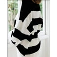 thumbnail image 5 of Plus Size Contrast Striped Round Neck Sweater – Full Size, Soft Knit, Slight Stretch, 5 of 11