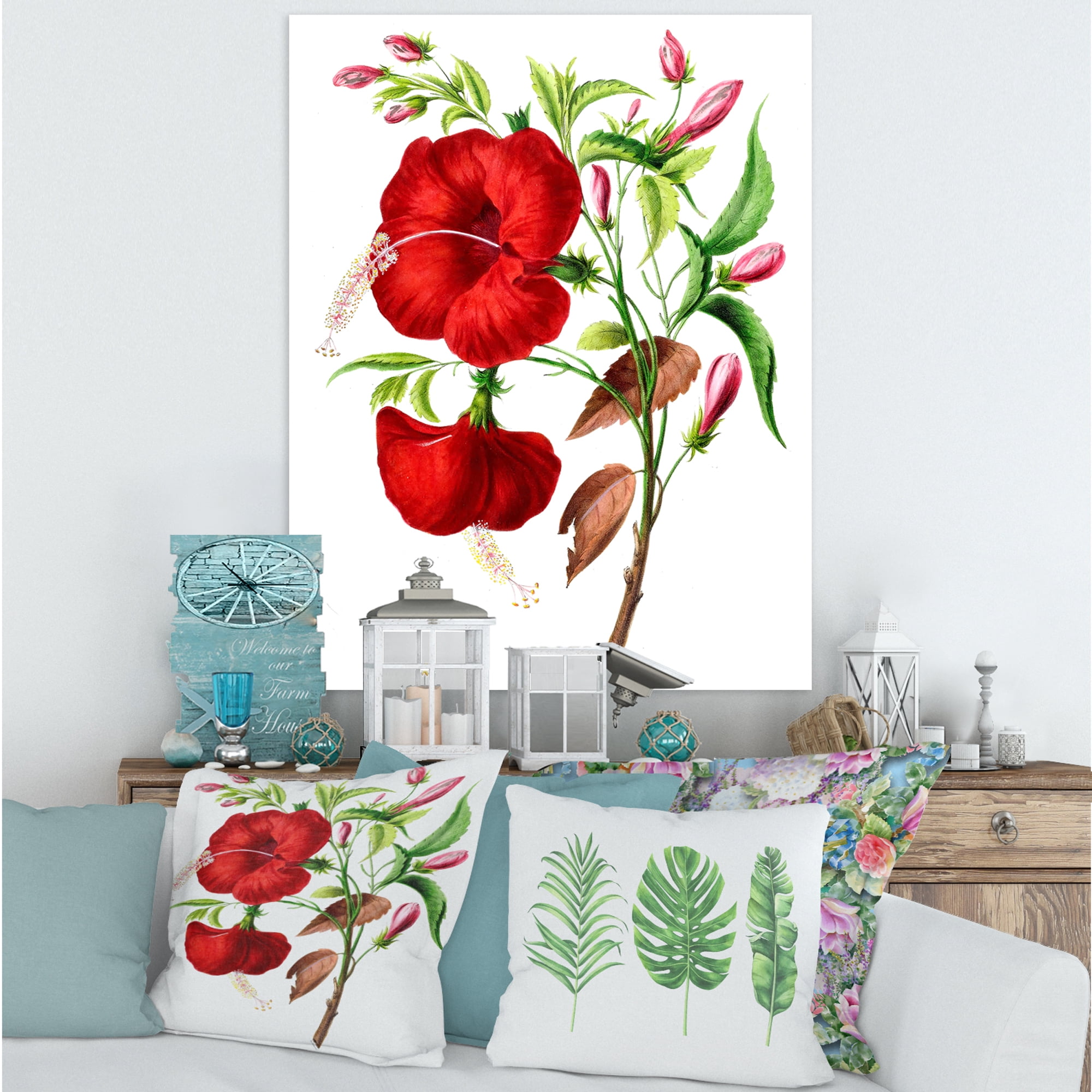 Designart ' Ancient American Flora I ' Traditional Canvas Wall Art Print