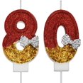 thumbnail image 1 of VSHILI Bougies d'Anniversaire 80 Ans, Bougies d'Anniversaire Rouges pour Hommes Femmes, Décoration de Gâteau de Fête d'Anniversaire Cadeaux pour Célébration d'Anniversaire 80 Ans, 1 of 7