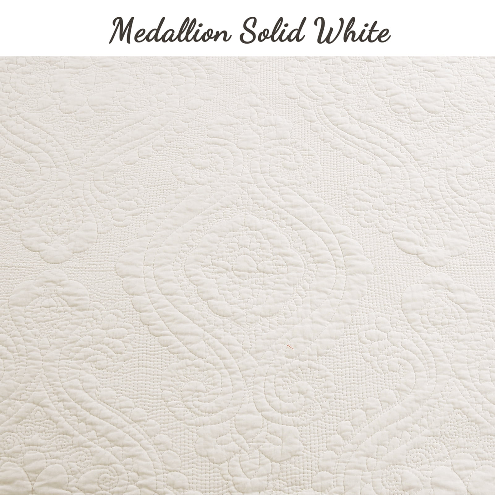 Cozy Line Ivory Matelasse Medallion 100% Cotton Quilt Set, King - Reversible ( 3 Count)