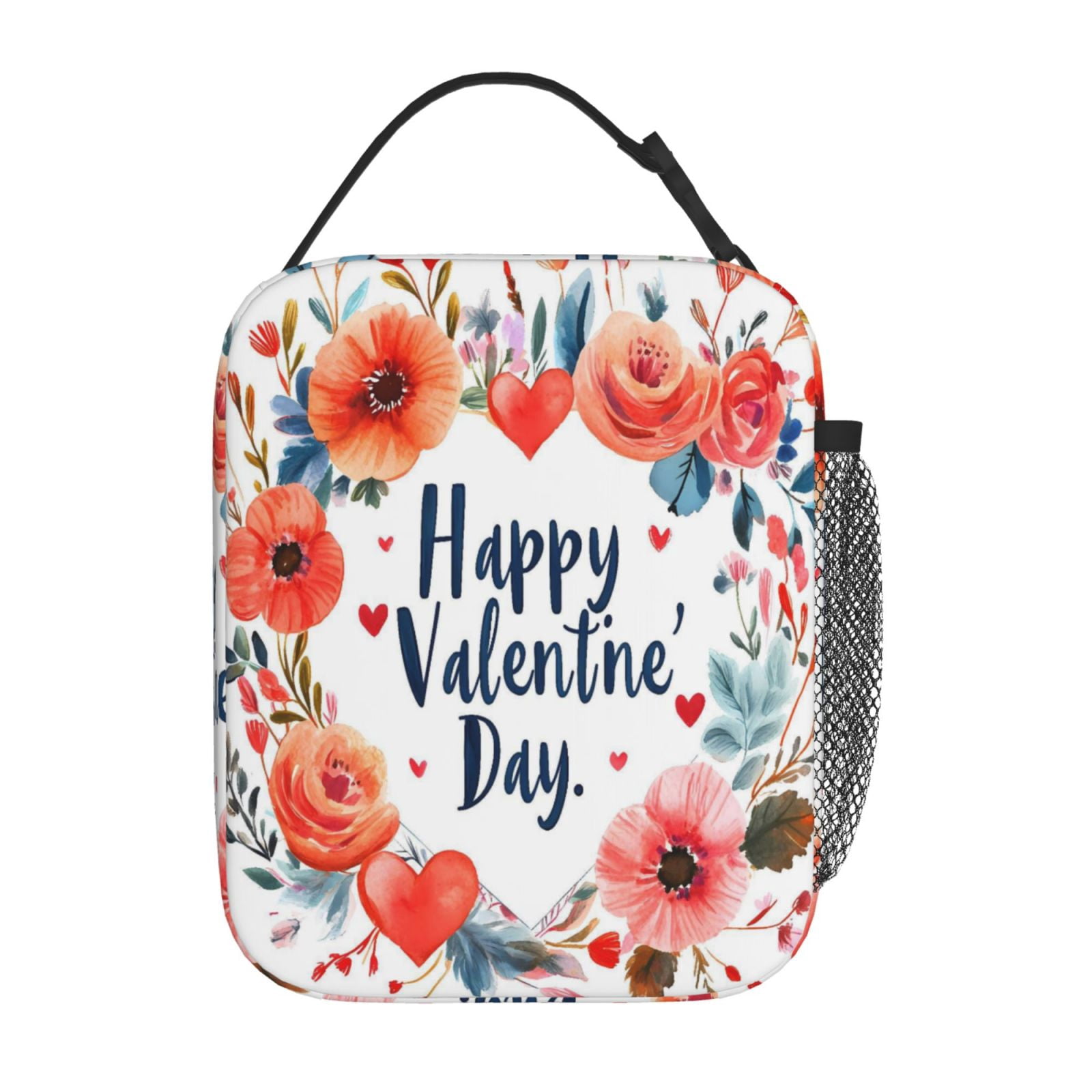Lunch Bag For Women Men Insulated Portable Lunch Box Bento Box Office Picnic Travel Cooler Bag Valentine Day Flower
