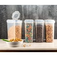 thumbnail image 3 of set of 4 large cereal & dry food storage containers bpa-free plastic container airtight lid suitable for cereal, flour, sugar, coffee, rice, nuts, snacks, pet food & more (4l, 16.9 cup, 135.5 ounce), 3 of 7