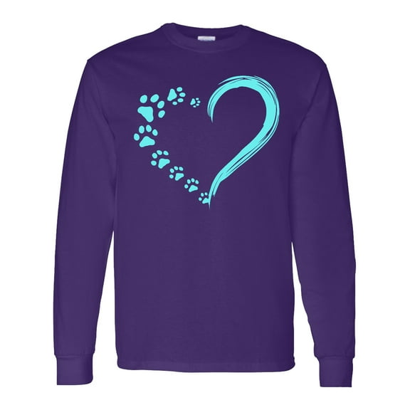 Inktastic Paw Print Heart Long Sleeve T-Shirt