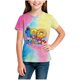 thumbnail image 3 of Blusas y camisas de manga corta con cuello redondo Camiseta estampada de manga corta para niños Cuello redondo Media manga Casual Versátil Top de poliéster para niñas, 3 of 6